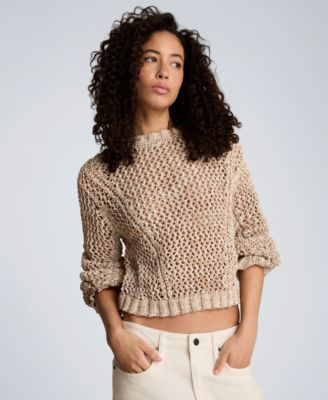 Women's Two Tone Open Stitch Pull-On Top