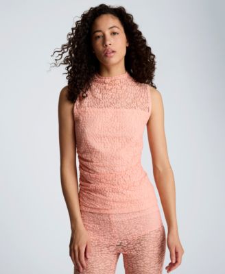 Women's Stretch Lace-Front Mock Neck Tank Top