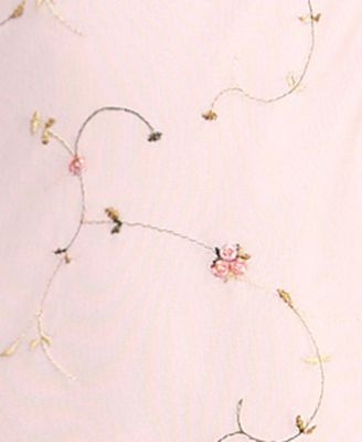 Juniors' Floral Embroidered Asymmetric Ruffle Hem Midi Dress