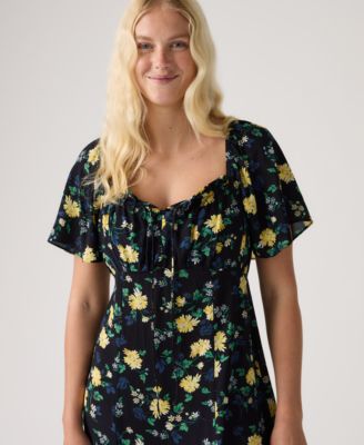 Premium Women's Amara Column Flutter-Sleeve Midi Dress