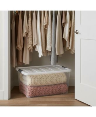 USA 94 Qt Stackable Plastic Storage Bins with Lids, 4Pk