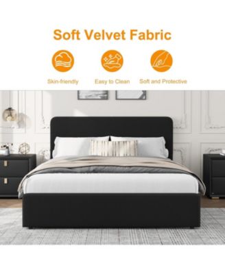 Double Drawer Soft Bag Bed, Corduroy Upholstered Bed with Spacious Storage, Soft and Comfortable Mattress, No Box Spring Needed