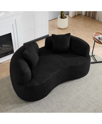  Curved Loveseat Sofa, Teddy Velvet, No-Assembly, 350 lbs Capacity