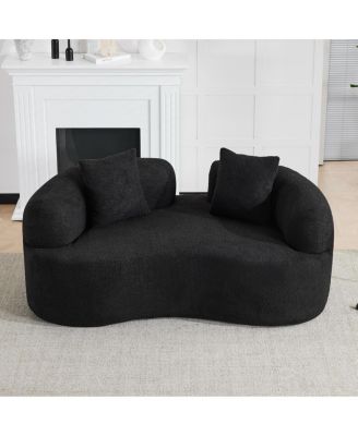  Curved Loveseat Sofa, Teddy Velvet, No-Assembly, 350 lbs Capacity