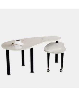 Contemporary rotatable cocktail table with solid rubber wood legs