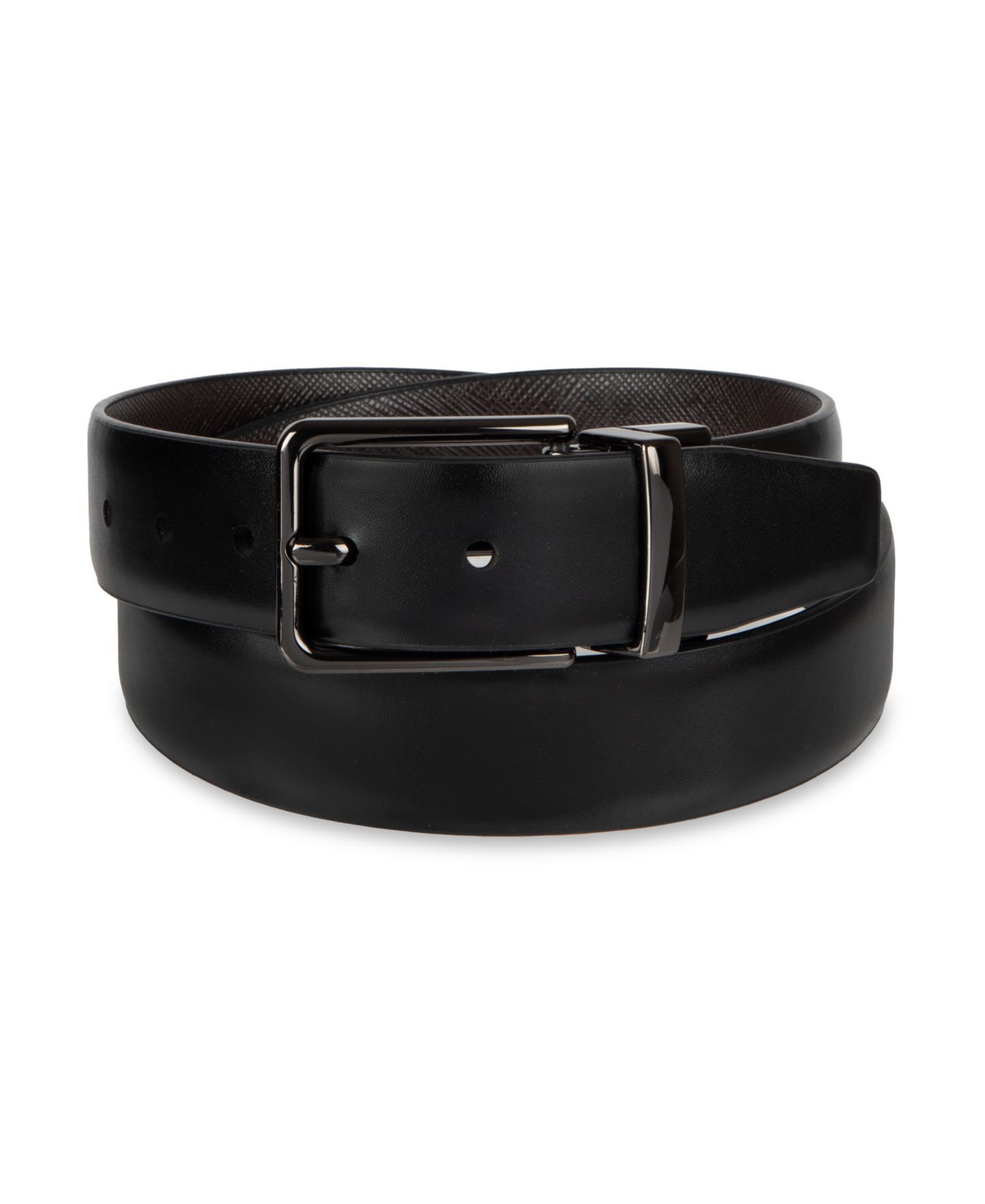 Ремень Calvin Klein Two-In-One Reversible Smooth-To-Saffiano Dress Belt для мальчиков, цвет: Чёрный / Коричневый — фото 2