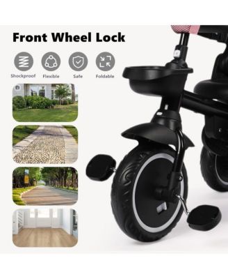 8-in-1 Folding Kids Tricycle Stroller with Adjustable Push Handle, Convertible Toddler