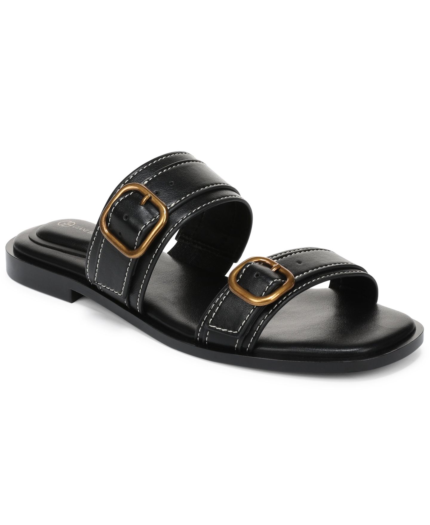 Женские сандалии Giani Bernini Scottiee Double Band Slide Flat, цвет: Чёрный — фото 1