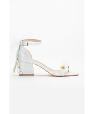 Forever and Always Women's Shoes Grazia Lace Block Heel Bridal Sandals