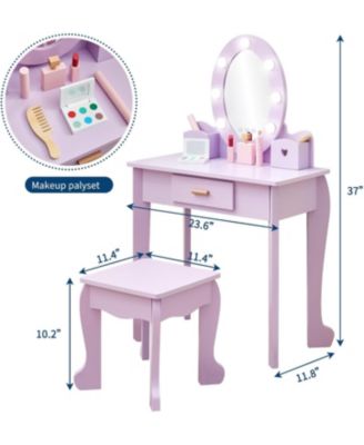Toddler Lighted Vanity and Stool Set,Girls  Perfect Gift Makeup Pretend Play Table.
