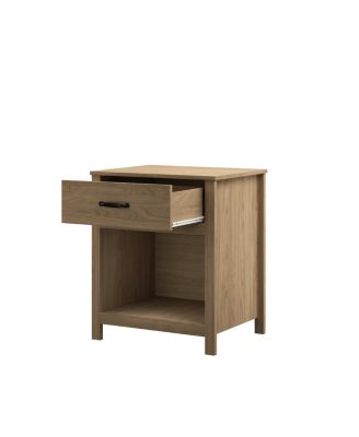 Wood Nightstand with Drawer and Open Shelf