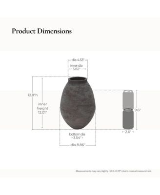 Antique Brown Cement Vase,Tall Rustic Home Accent for Tabletops and Open Shelving