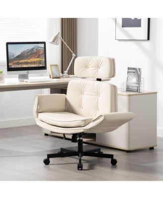 Criss Cross Adjustable Armrests & Wheels PU Lounge Vanity Desk Chair