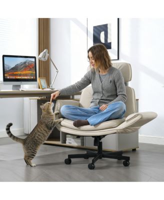 Criss Cross Adjustable Armrests & Wheels PU Lounge Vanity Desk Chair