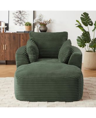 Oversized Corduroy Chaise Lounge Chair - Modern Sofa Couch, No Assembly Required