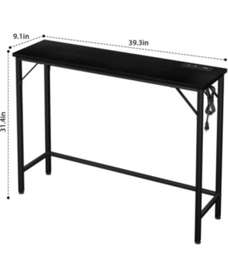 39.4" Narrow Industrial Console Table with Built-In Outlet and USB Ports