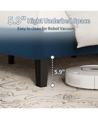 Queen Velvet Upholstered Platform Bed Frame with Vertical Channel Tufted Headboard, Adjustable Height, Fits 8–12" Mattress, Noise-Free