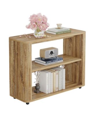 Narrow Side Table Set of 2, 3-Tier End Table for Living Room, Small Fluted Nightstand, Farmhouse Bedside Table