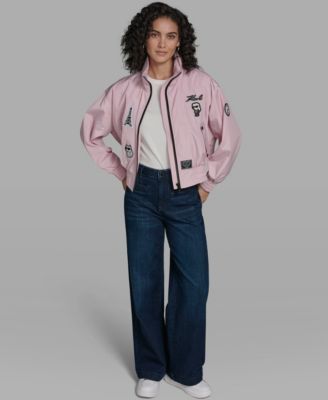 Women's Cropped Stand Collar Bomber Jacket