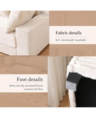 Streamdale  Corduroy Sectional Sofa w/ Storage Ottoman and Pillows