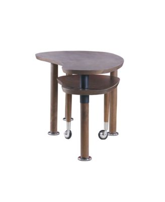 360° Rotatable Coffee Table, Nesting Coffee Tables with Swivel Function, Modern Wood Oval Center Table for Living Room