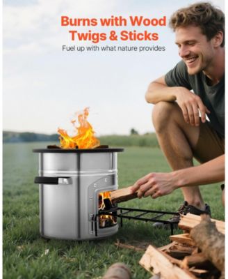 Portable Stainless Steel Camping Rocket Stove with Carry Bag Single Door