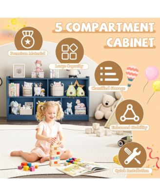 5 Cube Kids Bookcase - Wooden 2-Tier Storage Cabinet, Open Display Book Shelf for Nursery, School Classroom, Playroom