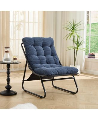 Outdoor Lounge Chair - Sling Recliner Chair with Puffy Cushion and Foot Stool for Living Room, Bedroom