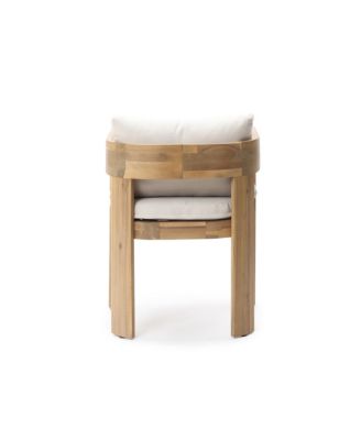 Set of 2 Outdoor Patio Chairs, Acacia Wood Accent Chairs with Cushions and Arms, Outdoor Dining Chairs for Porch, Balcony, and Garden