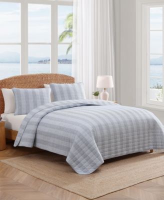 Bahama Weekend Stripe Cotton Reversible 3-Pc. Quilt Set, Full/Queen