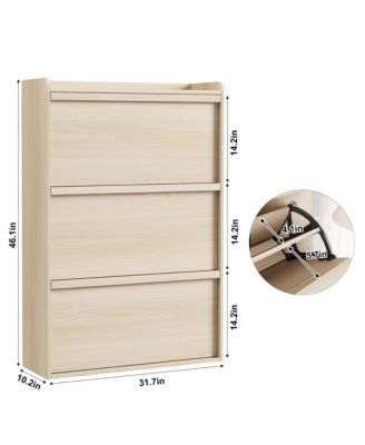 Shoe Cabinet with 3 Flip Drawers, Hidden Shoe Storage Organizer for Entryway, Wooden Shoe Rack with Adjustable Shelf,Shoe Cupboard