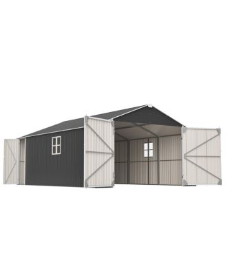 12x20 FT Metal Shed Garage - 1810 CUFT, Double-Door, All-Weather Storage