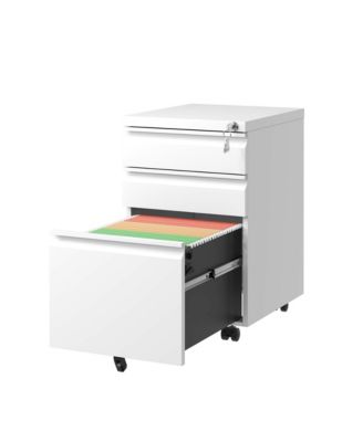 3 Drawer Mobile File Cabinet with Lock, Metal Filing Cabinets for Home Office Organizer, Fit A4/Letter/Legal