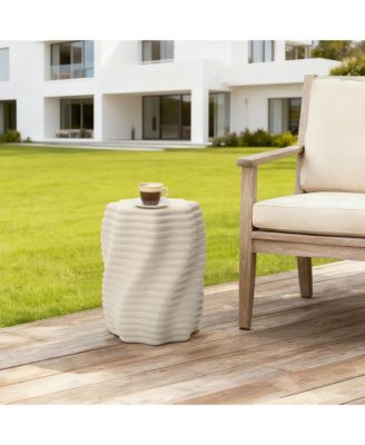 Sculptural MgO Patio Table, Tall Round Side Table for Outdoor Spaces