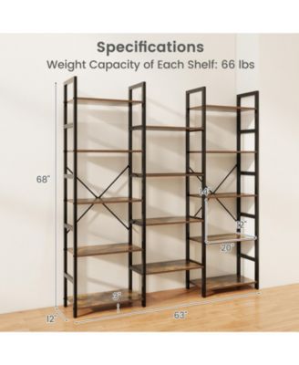 5-tier Triple Wide Heavy-duty Metal Frame Industrial Bookshelf.