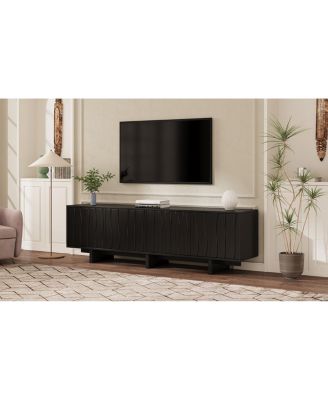 Retro Wood Grain TV Stand for TVs up to 75", Rustic Media Console with Storage