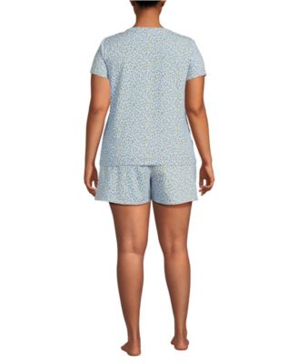 Plus Size Knit 2 Piece Pajama Set - Short Sleeve Top and Shorts