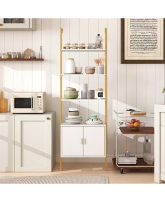 72.5 Inch Tall Bookshelf with Cabinet Anti-Tipping Kits and Metal