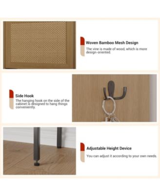 Rattan Shoe Cabinet with 3 Flip Drawers and 4 Tier Storage Freestanding Organizer Adjustable Shelves Bedroom