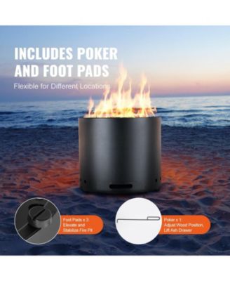 15 Inch Smokeless Wood Burning Fire Pit with Removable Ash Pan, Stainless Steel