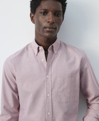 Men's Cotton Striped Regular-Fit Oxford Shirt