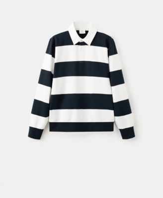 Men's Cotton Striped Polo Sweatshirt