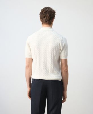 Men's Cotton Braided Knitted Polo Shirt