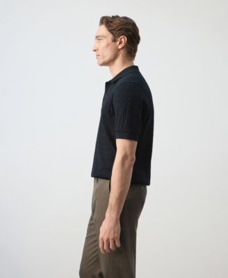 Men's Cotton Braided Knitted Polo Shirt