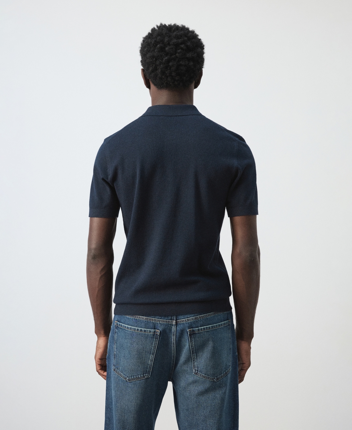 Mango Men's Microstructure Fine-Knit Polo Shirt