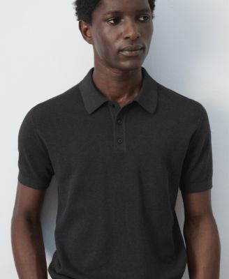 Men's Microstructure Fine-Knit Polo Shirt