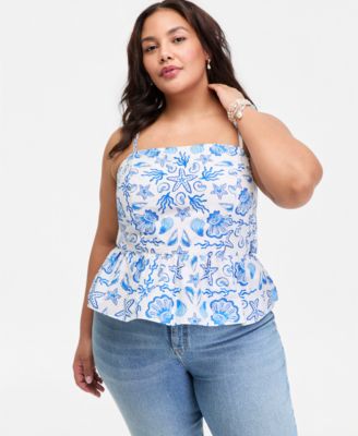 Trendy Plus Size Cotton Peplum-Hem Top