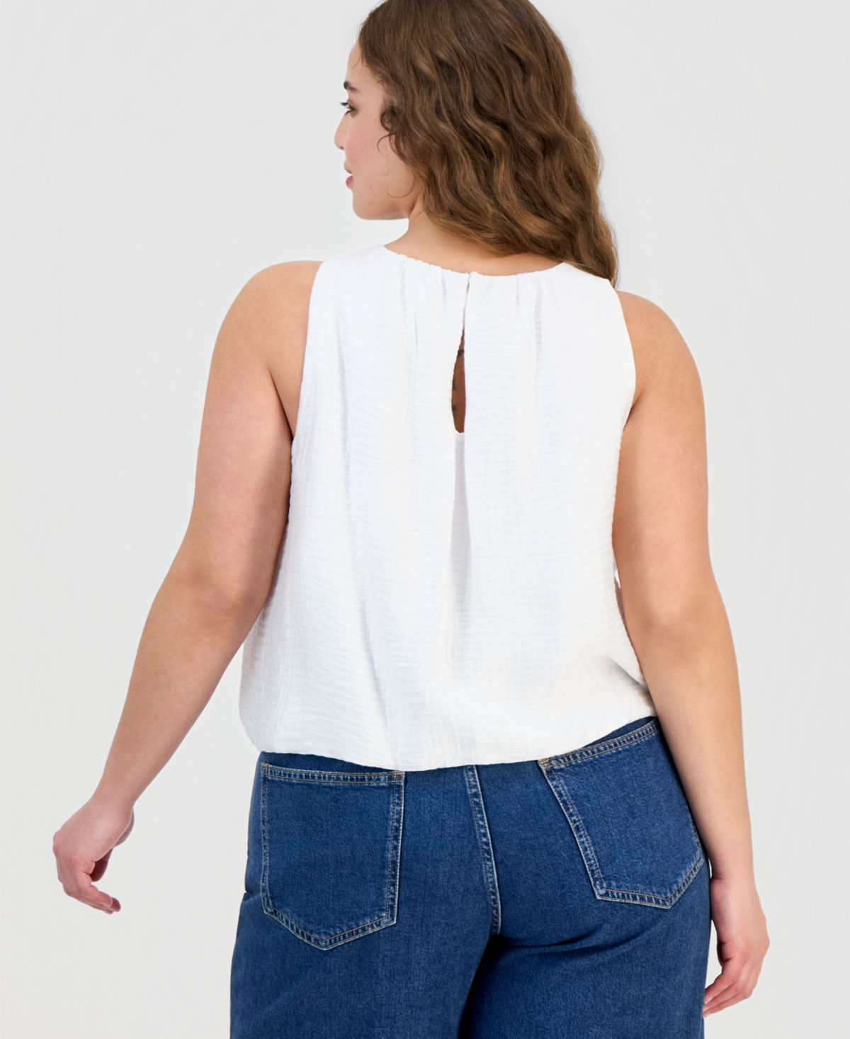 On 34th Trendy Plus Solid Bubble-Hem Round-Neck Tank, Macy's Exclusive