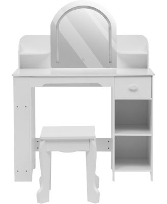 Kids 2-in-1 Vanity Set with Lighted Mirror and Stool