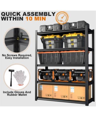 59" Wide Black Metal Shelves with 5 Removable Dividers